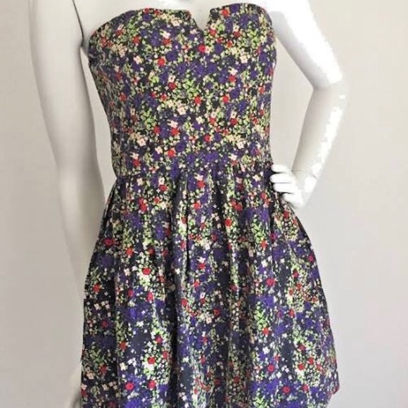 Bebe strapless floral mini dress size medium - Picture 2 of 5